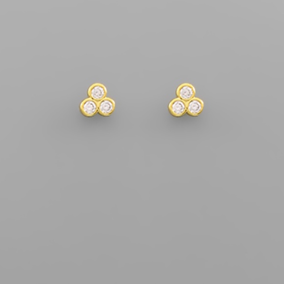CZ Triple Cluster Studs - Picture 1 of 2